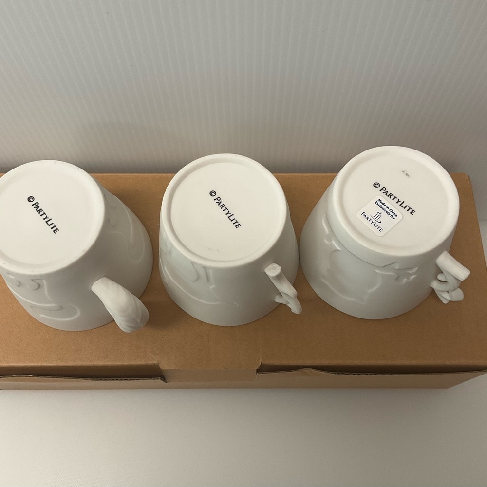 PARTYLITE Set Of 3 Woodland Animals Fox Owl Deer Tea light Cups Ivory Bisque NWT - Picture 6 of 11